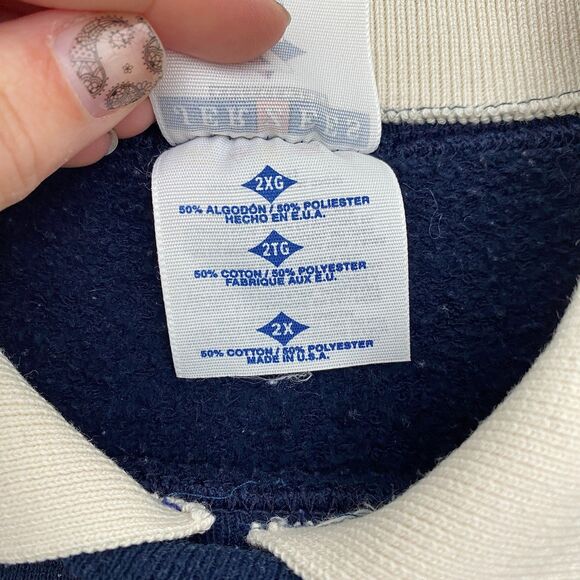 VTG Jerzees Bird Sweatshirt Birdhouse Collared Grandmacore 90s Blue Womens 2X - Picture 6 of 9